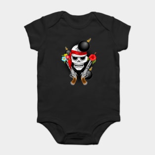 Pirate Skull, Ancient Guns, Flowers and Cannonballs Baby Bodysuit